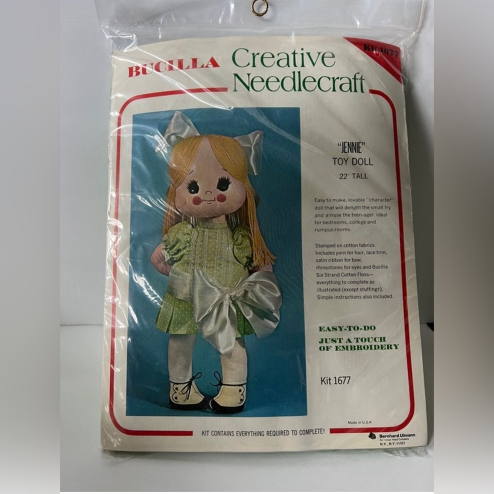 VTG Bucilla Creative Needlecraft “Jennie” 
Toy Doll Kit #1677 NEW